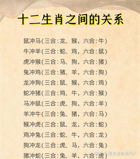 相冲意思|十二生肖里的三合、六合、六害、六冲分解